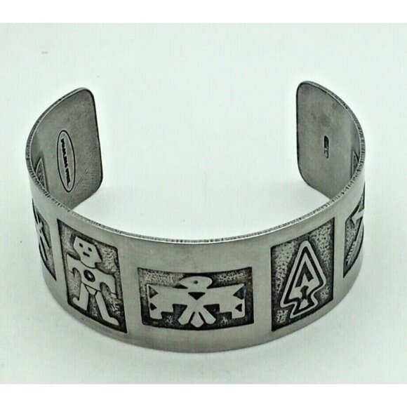 Southwestern  Cuff Bracelet Story Teller Thunderbird  Arrow  Overlay Japan - Picture 1 of 6